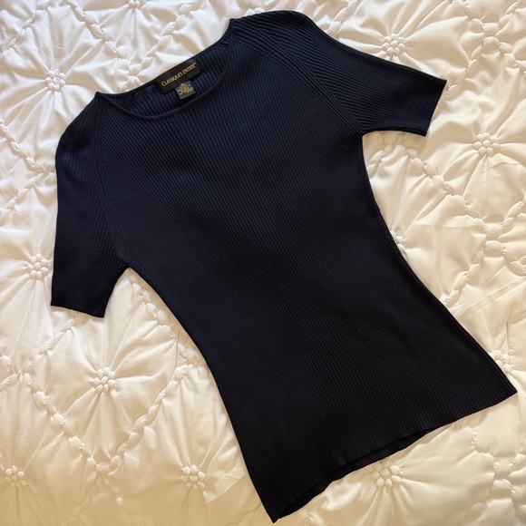 Classiques Entier Tops - 100% silk Classiques Entier Rib Knit Short Sleeve Size Small